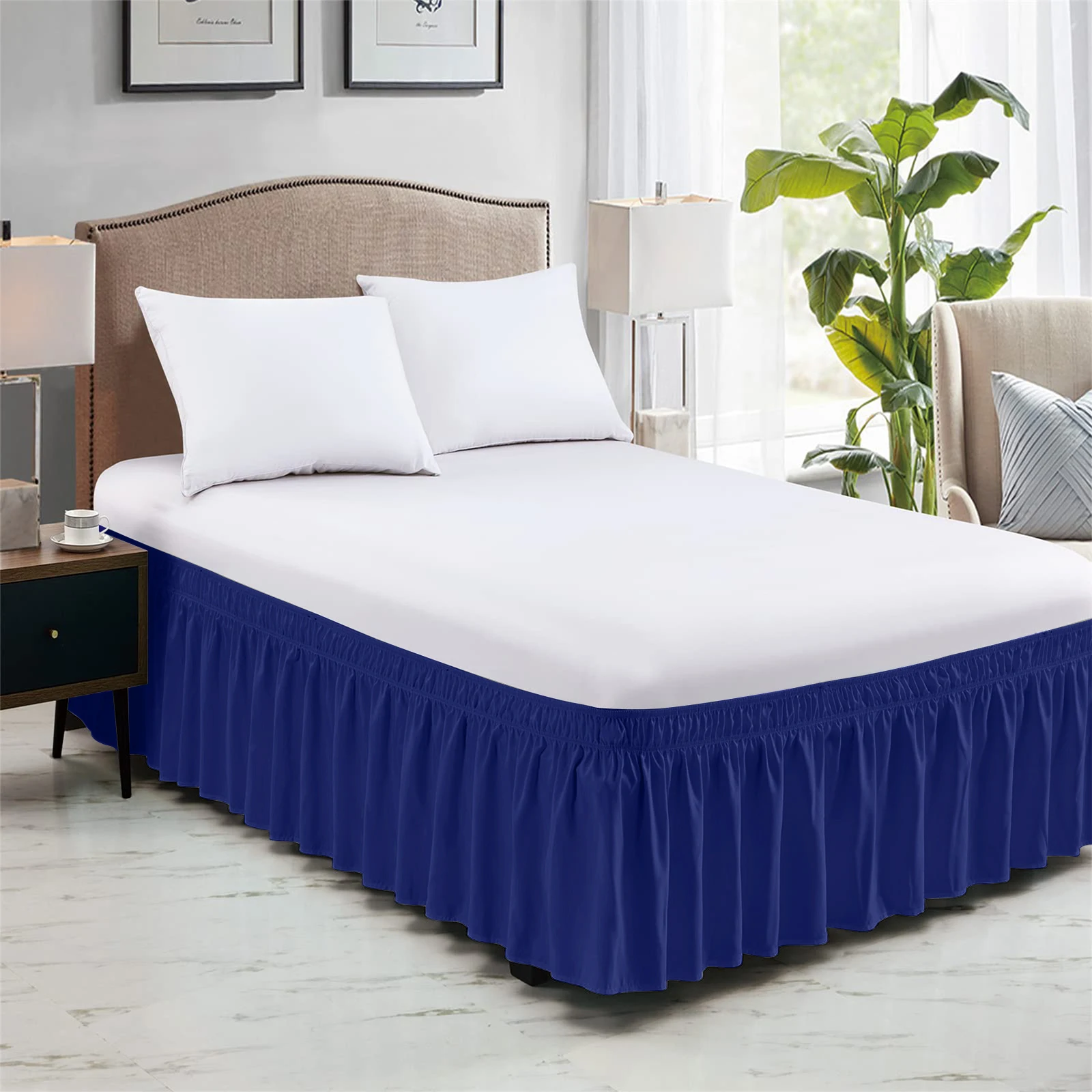 Weicher Bettrock mit Elastischer Einstellung, Knitterfreier Bettumfang aus Gebürsteter Polyester-Mikrofaser, Einfach Anzubringender Bett-Staubschutz – Detail 12