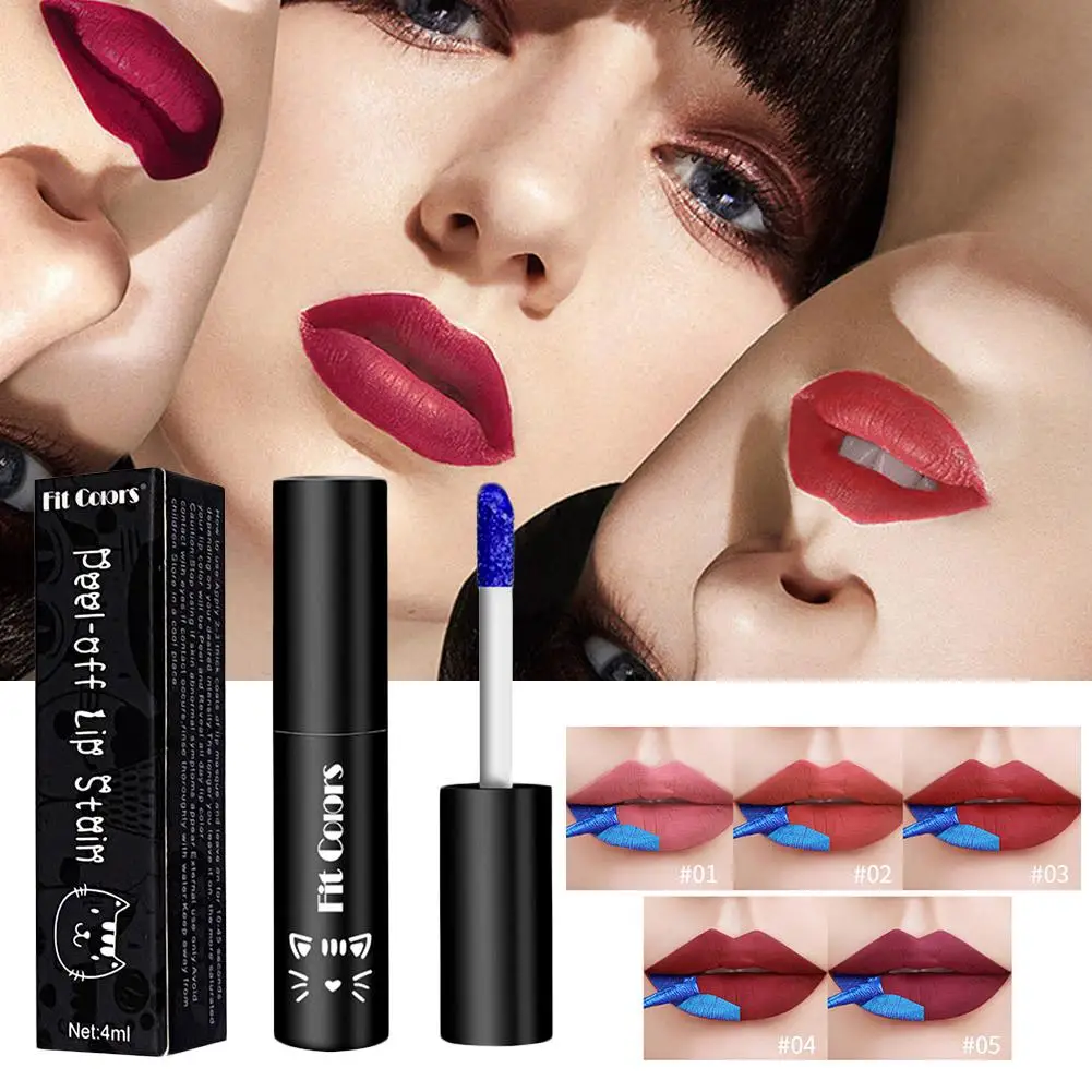 5 Colors Tear Off Lipstick Waterproof Long Lasting Cup Non-Stick Reveal Gloss Lip Makeup Stain Lip Stain Color Peel Lip Tat Q9N3