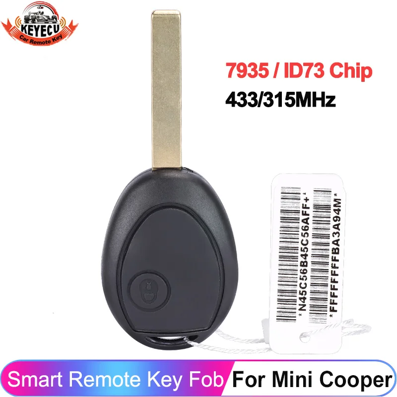 KEYECU 315/433MHz ID33 Chip For Rover 75 For Mini Cooper S R50 R53 Hatch 2001 2002 2003 2004 2005 Remote Key Fob With Code