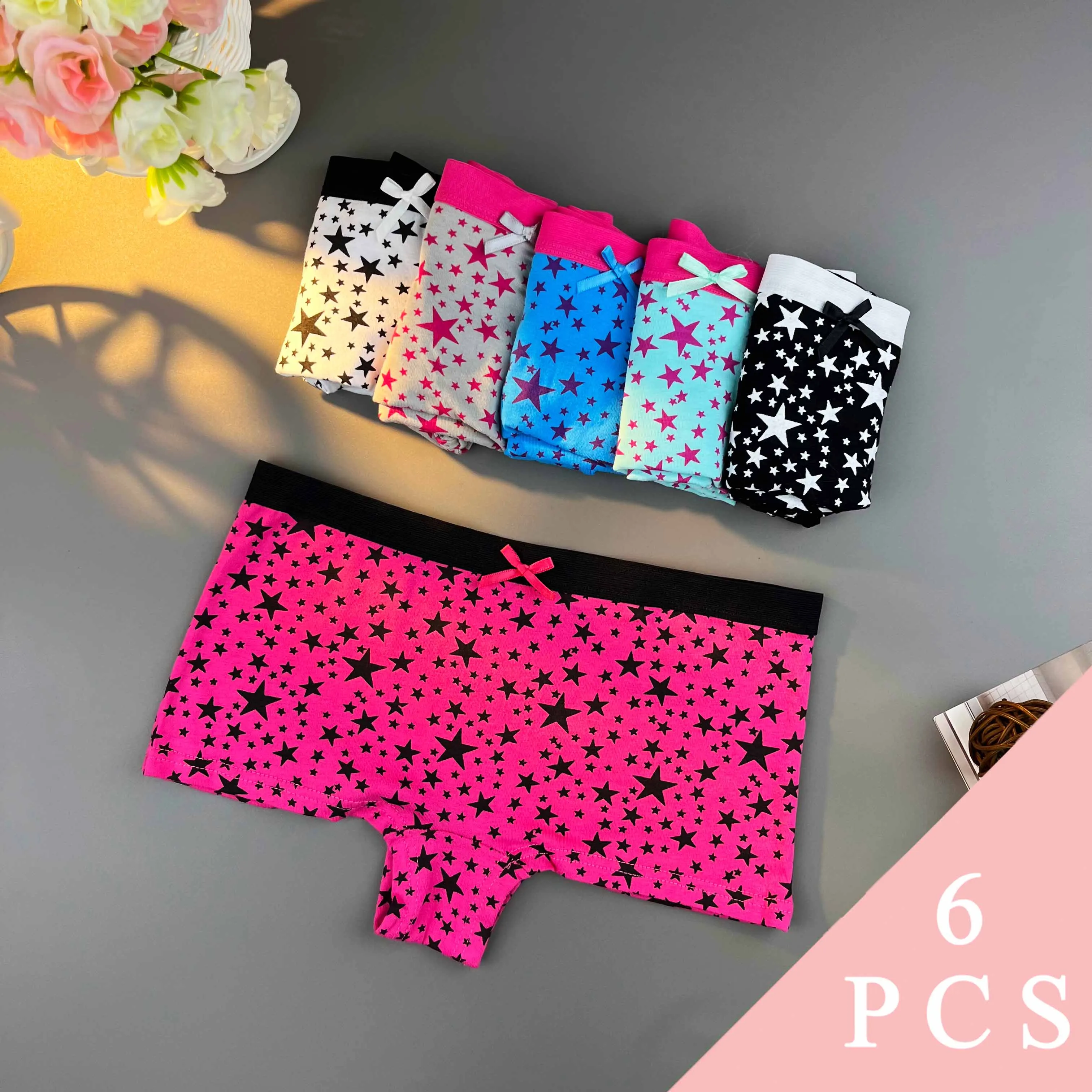 

6 шт./компл. [женские брюки] шорты для мальчиков на Хэллоуин, бесшовные трусики с принтом звезд, женское спортивное нижнее белье с низкой талией, удобное нижнее белье