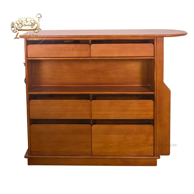 Full pine retro coffee bar counter cabinet table living room partition
