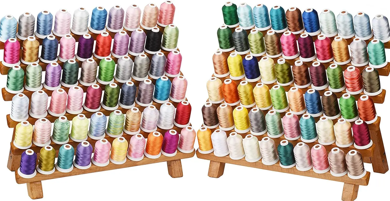 

120 Colors Polyester Embroidery Thread Kit 550Y for Home Sewing Machines, Similar to Madeira