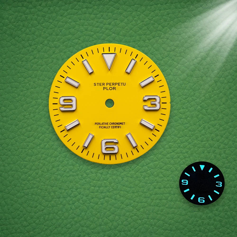 S Logo Dial 28.5mm E/xplorer NH35 Sunray  Dial Ice Blue Luminous Dial Fit NH35/NH36 Movement Watch Modification Accessories view 2
