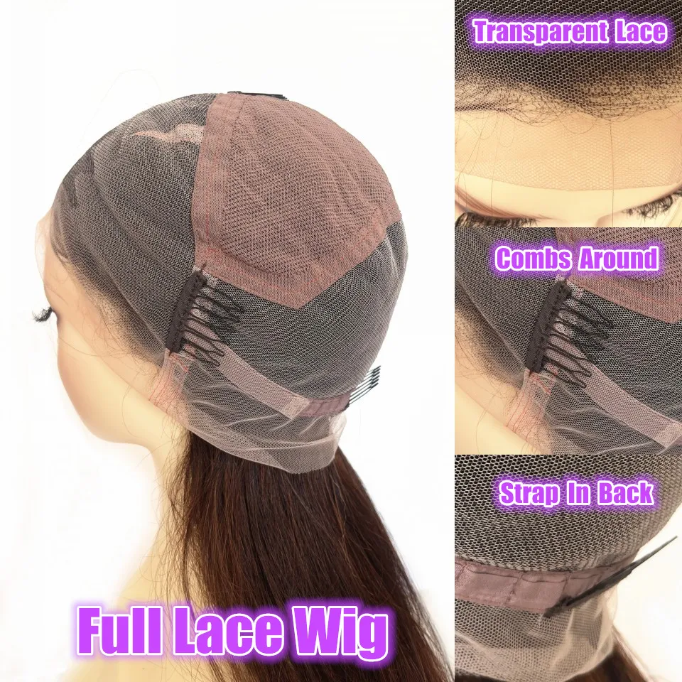 360/Full Lace Menselijk Haar Pruik Bruin Blond # 4/27 lijmloze body wave highlight 13x4 zijden top menselijke haarpruiken met natuurlijke haarlijn
