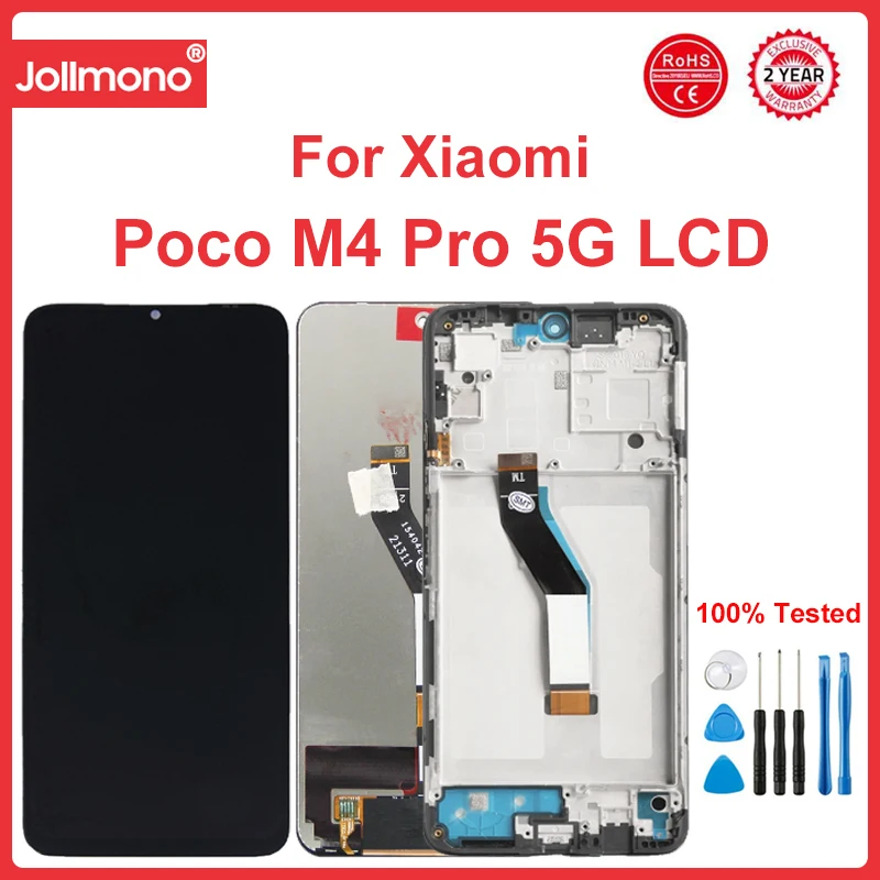 

6.6" Poco M4 Pro 5G Screen, for Xiaomi Poco M4 Pro 5G 21091116AG MZB0BGVIN Lcd Display Digital Touch Screen Assembly with Frame