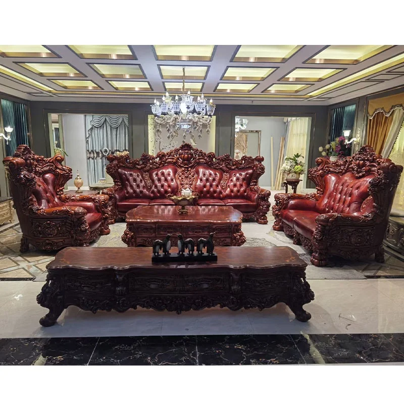 *# Classic Luxury Wood Carving Living Room Furniture Set, High Quality Wooden Hand Carved Royal Furniture