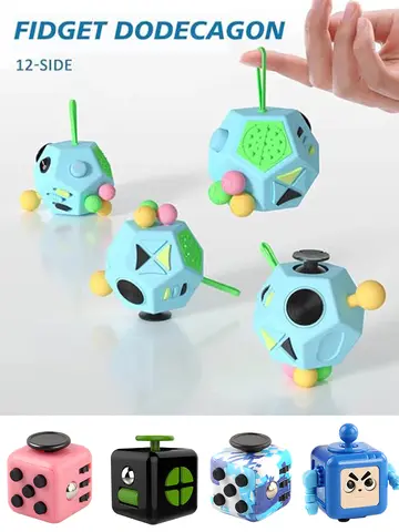 6/12 Sides Cube Decompression Toy Rainbow Stress Relief Autism ADHD OCD Anxiety Sensory Toys Fingertip Desk Toy for Kids Adult