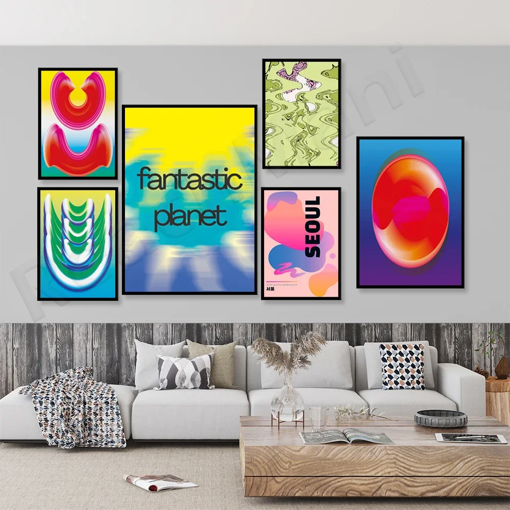 Popular 2021 Seoul interior decoration wall posters, gradual distortion, gradient abstract posters, decorate your perfect home w
