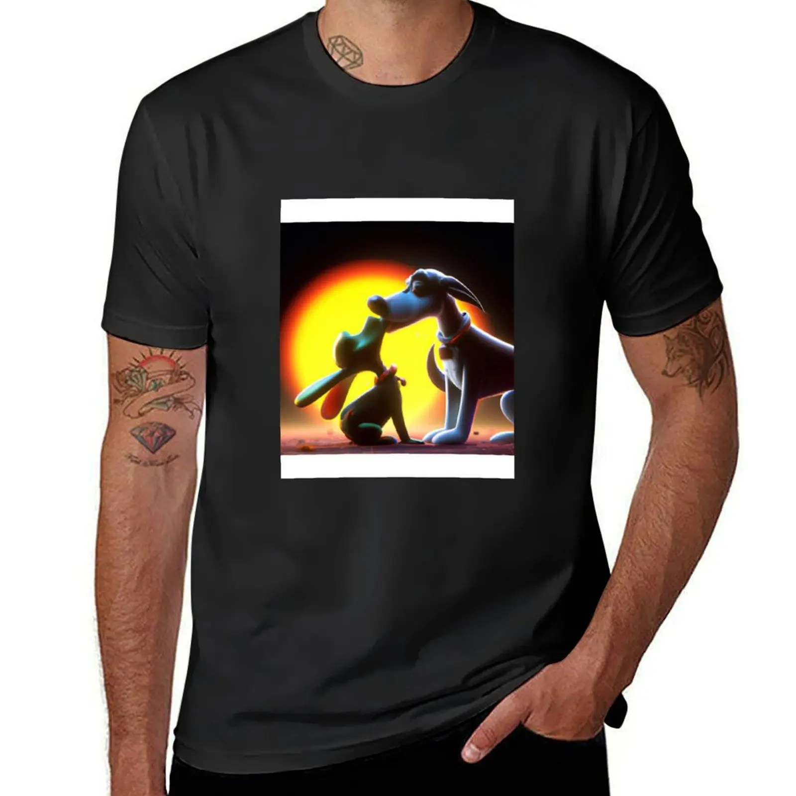 Dogs Kissing. Kissing Animals T-shirt boys animal print plain cute clothes quick drying plain t shirts men