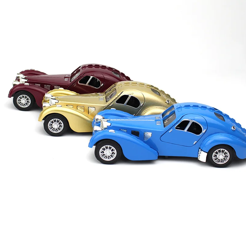 1:28 Fahrzeugmodell Super Classic Zurückziehen Spielzeugauto Pädagogische Sammlung Tür Offenes Automodell Geschenk Kinder Geschenkauto für Bugatti
