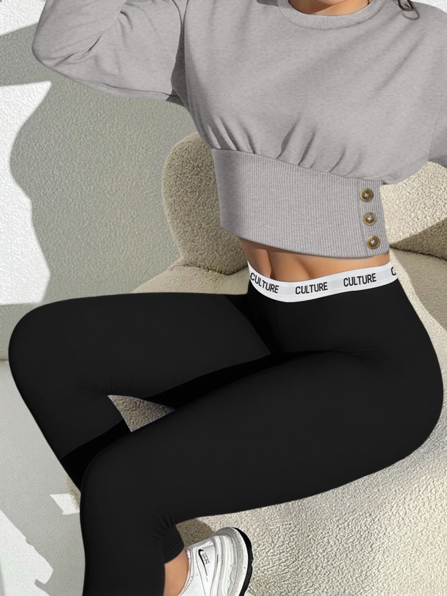

High Waist CULTURE Letter Waistband Leggings Women Seamless Butt Lifting Yoga Pants Workout Running Tights