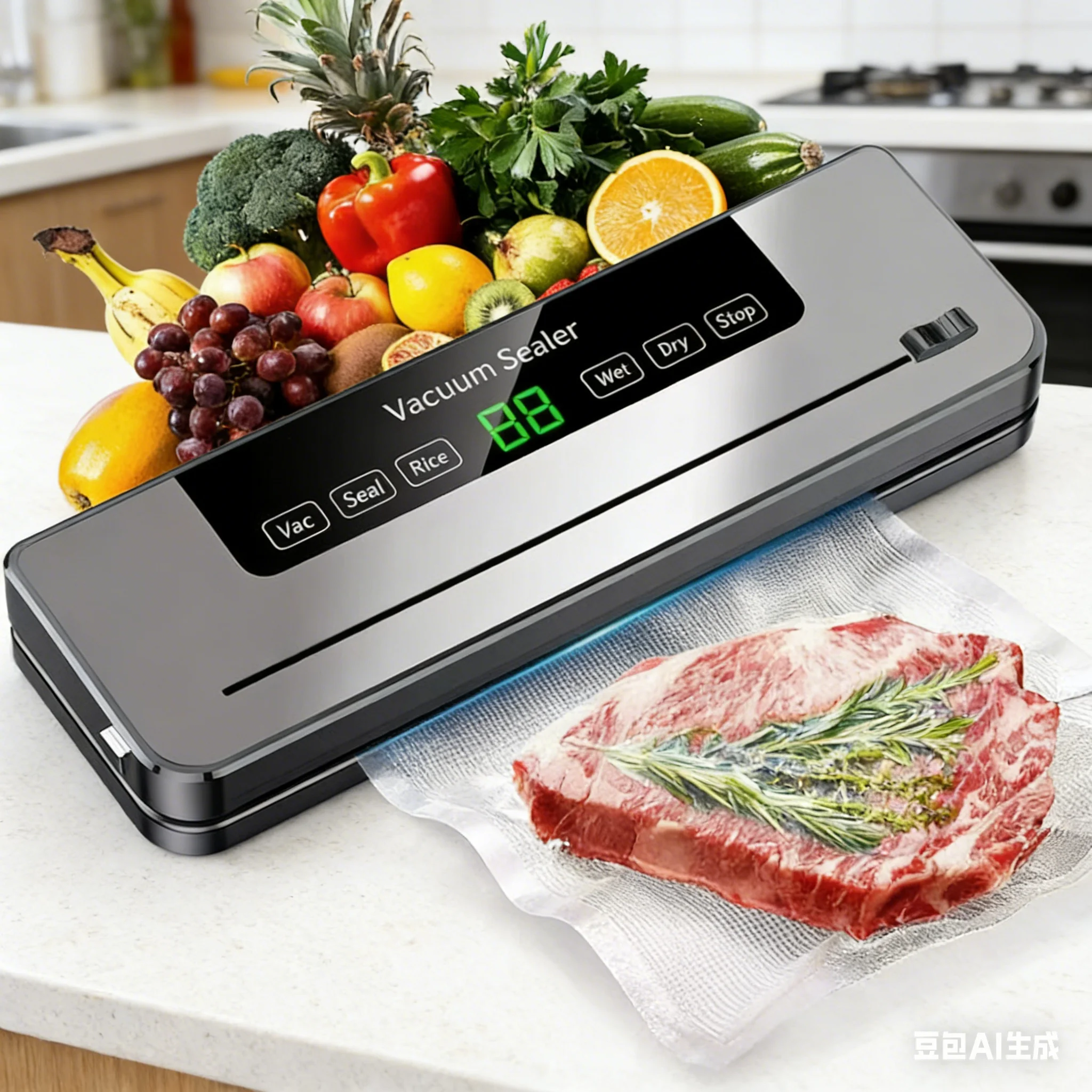 Vacuum Sealing Machine Fresh-keeping Compression Commercial Small Household Food Packaging Machine with Cutting Knife Seal