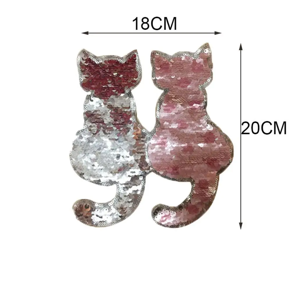 Hot Coat Jeans Sewing DIY Clothes Reversible Color Sequins Cat Patch Applique