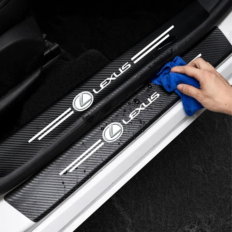 4Pcs Car Door Sill Stickers Anti Scratch Protection Accessories For Lexus ES RX NX LS UX LM LX GX LC RZ IS CT GS RC HS SC TX LBX