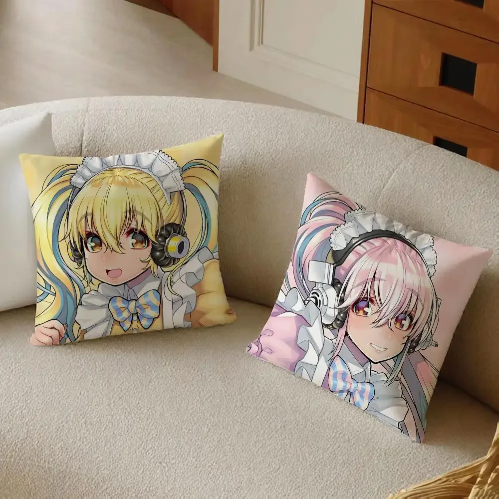 Anime Vibrant Energetic Soni-Ani Super Sonico The Animation Cushion Cover Sofa Home Decor Living Room Accessory Cushion Shell
