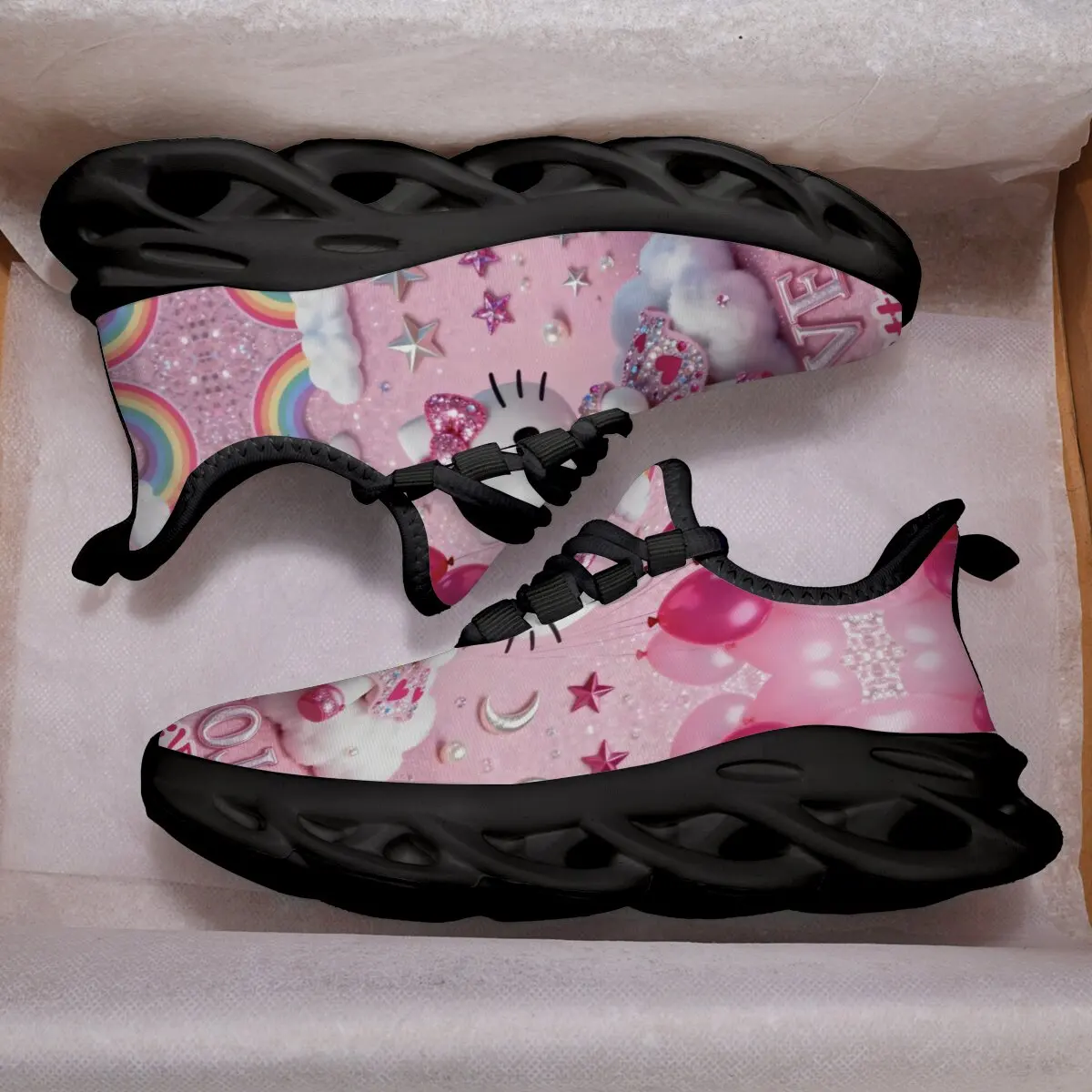 

Girls Outdoor Running Shoes Hello Kitty Fashion Cross-tied Breathable Boys Sneakers Spring Autumn Children Kids Sport Shoes