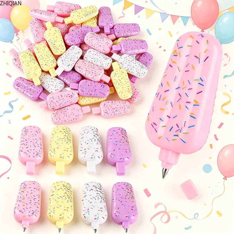 12/24Pcs Assorted Cute Ice Cream Pen Fun Mini Ballpoint Pens Birthday Party Favors Carnival Gift  School Prizes Supplies