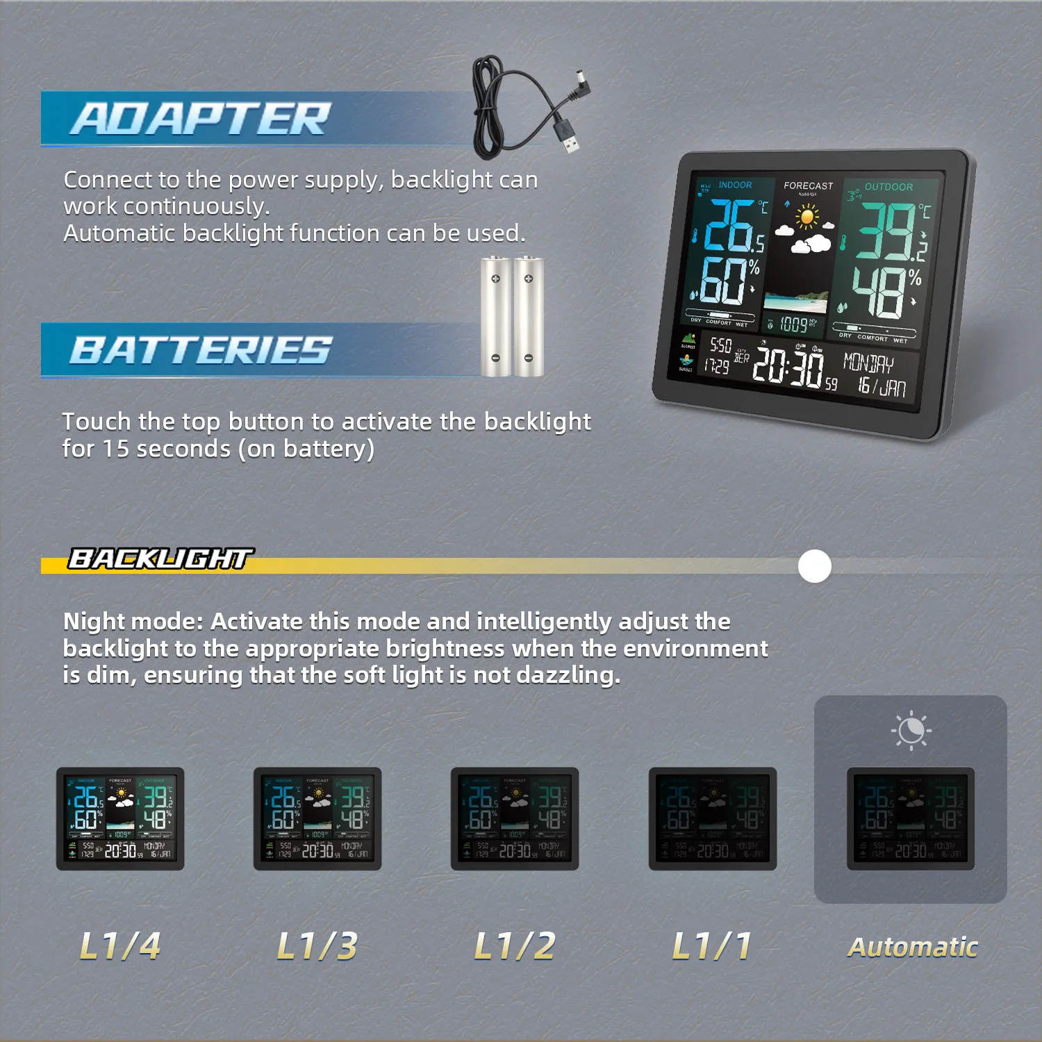 Estación meteorológica electrónica profesional multifunción, reloj inteligente con pantalla a Color, temperatura, humedad, presión barométrica