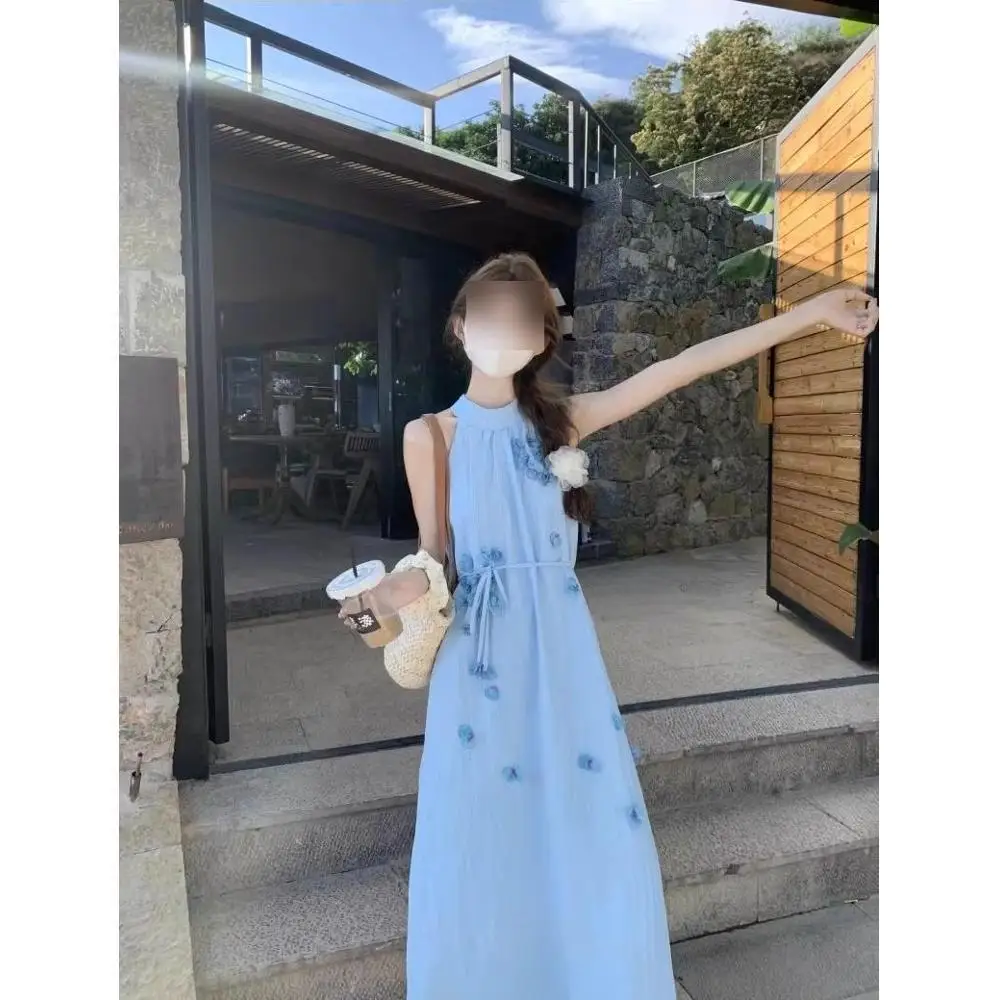 الأزرق المحملة الأبعاد زهرة معلقة Ne Dr المرأة الصيف لطيف الحلو الحب الأول دكتور أناقة فائقة الجنية Svel H...