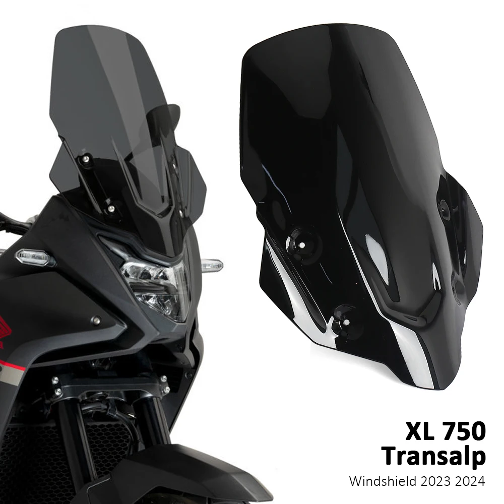 

Motorcycle Front Windshield Windscreens Wind Deflectors Black Smoky Transparent For Honda XL 750 Transalp XL750 2023 2024