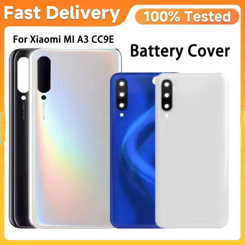 Cubierta trasera de cristal A+ Gorilla Glass para Xiaomi Mi A3, carcasa de repuesto para batería, cubierta trasera + adhesivo