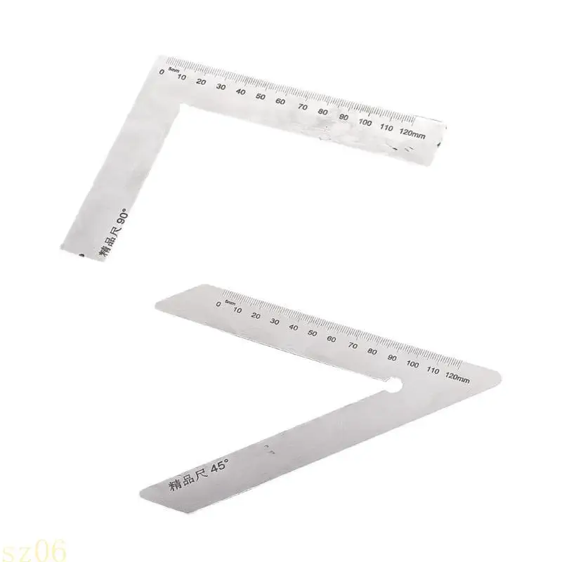 Q2Q4 Precise Engineered Stainless Steel Angled Finders With Clear Marking For Carpentry Metalworking Technical Drafting Tasks