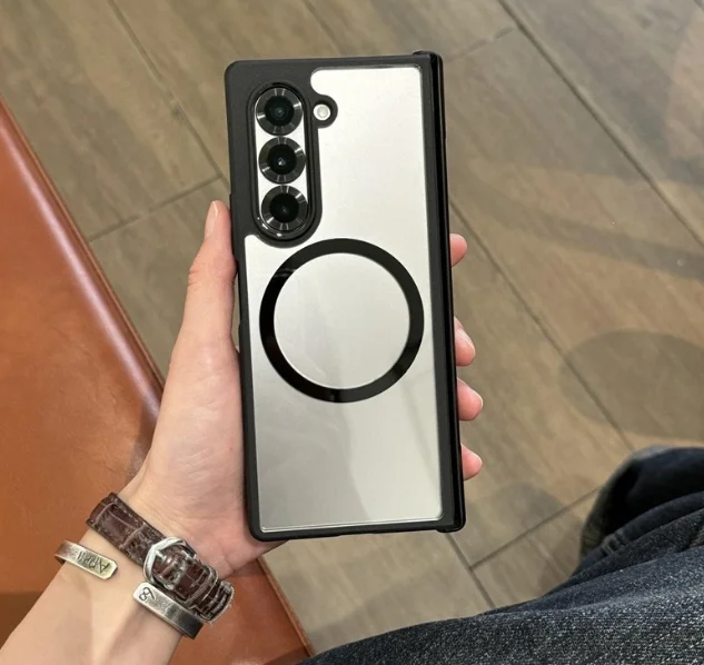 Funda Magnética Mate para Teléfono, Protectora de Bisagra, Plegable, Compatible con Función de Carga Magnética