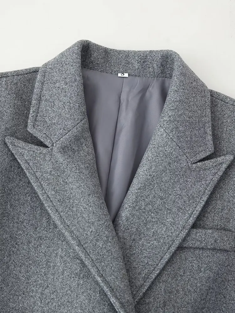 NLZGMSJ Casual Vintage Chic Solide Frauen Quaste Dekoration Mantel V-ausschnitt Übergroßen Lange Jacken 2025, Herbst Winter Dicke Mäntel