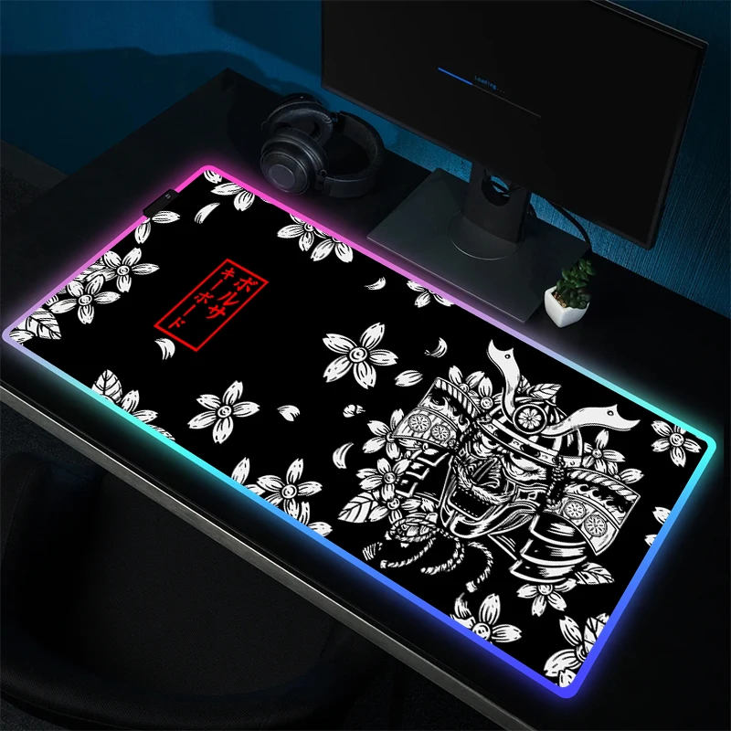 Grote Gaming Muismat Rgb Gamer Rubberen Muismat Draak Vergrendeling Rand Toetsenbord Mat Led Game Antislip Muis Mat Rubber Accessoires