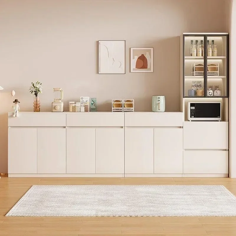 Cream Style Solid Wood Side Cabinet High Low Combination Storage Locker Kitchen Dish Cabinet Dining Room Furniture