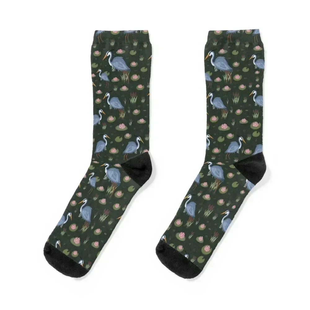 Great Blue Heron Art Socks man winter thermal Socks Ladies Men's