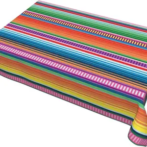 Masa örtüsü dikdörtgen, meksika'nın renkli çizgili desenli, dekorasyon, parti, yeniden kullanılabilir, su geçirmez, mutfak, yemek masası dekorasyonu havluda en çok satılan 8 meksikalı-no. 5