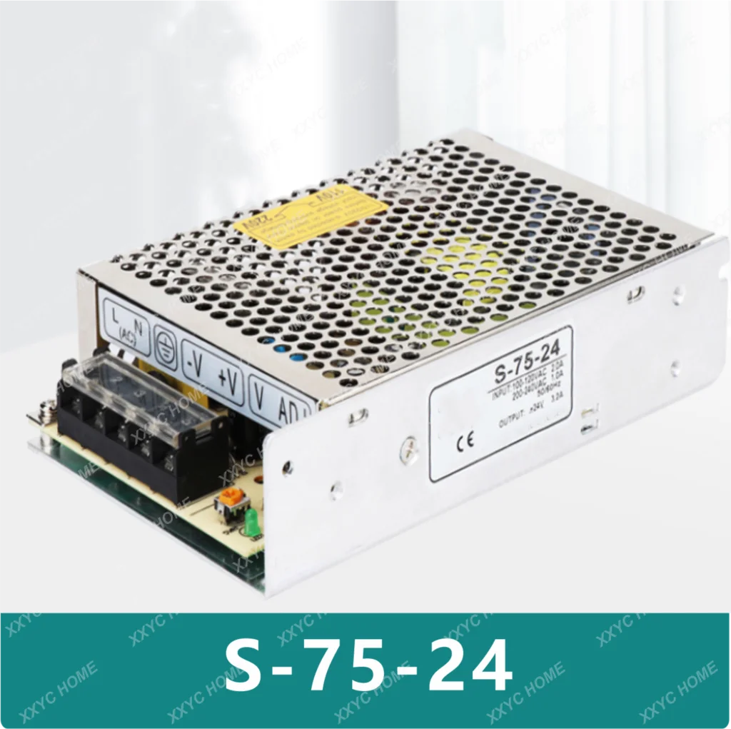 

S-75-24 24V DC 3A 75W, fuente de alimentación con interruptor