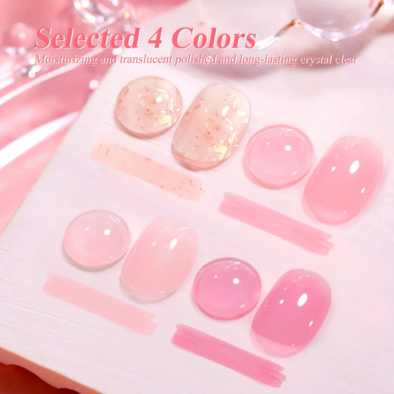 Poly Gel Nail Kit Starter with 4 Colors (Natural Clear + 3 Tones) - Quick Dry Nail Polish, / Curable DIY Gel Nail Polish for gallery 1