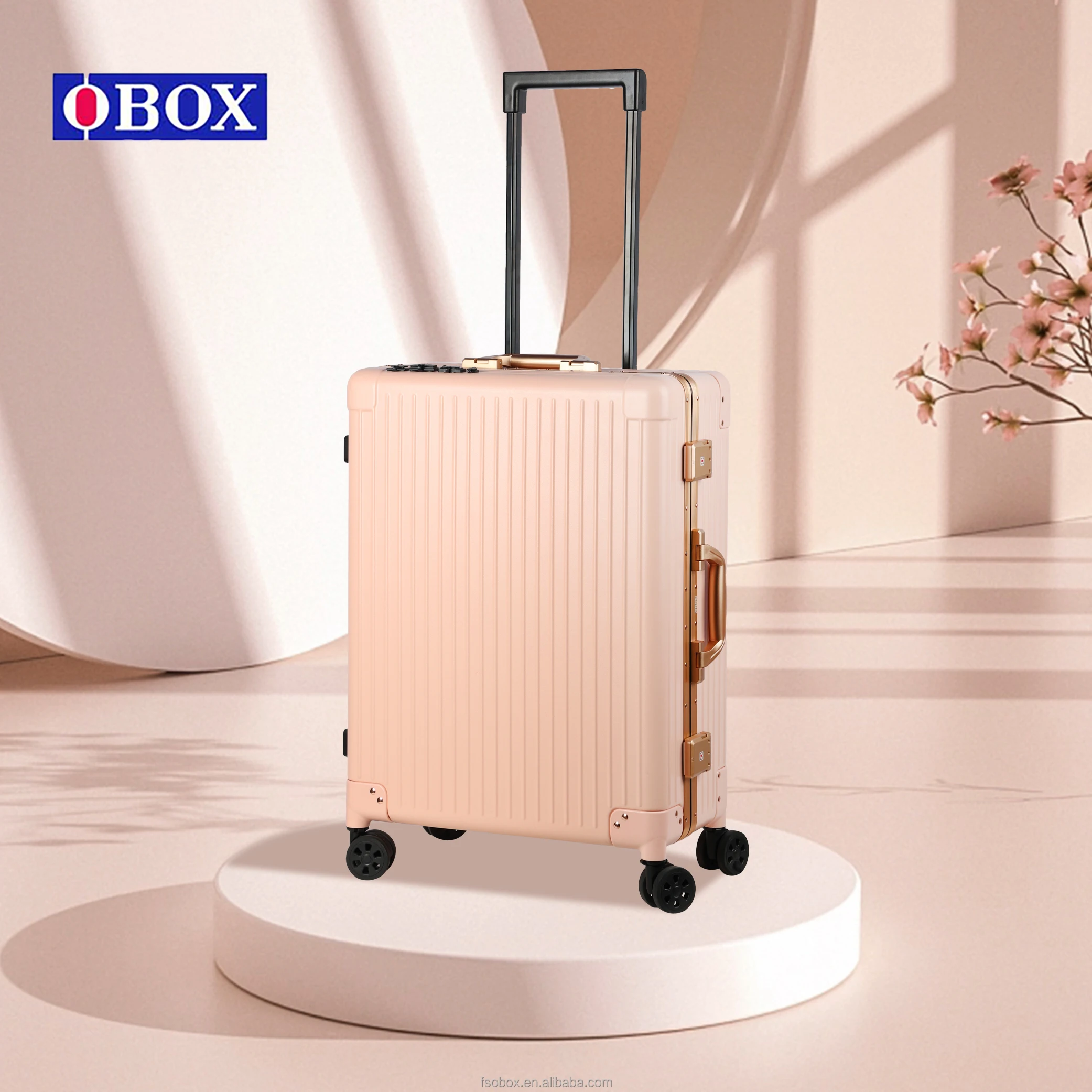 OBox OEM Professional Cosmetic Rolling Suitcase Lighted HD Mirror Makeup Train Case Folding Hairdressing Station Stylish Fashion