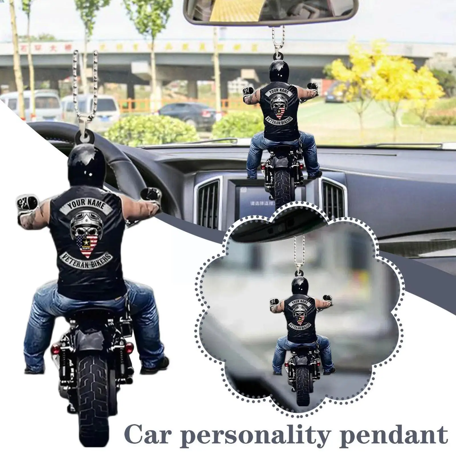 Black New Car Pendant Veteran Motorcycle Bikers Car Car Pendant Accessories Rearview Mirror Z0J9