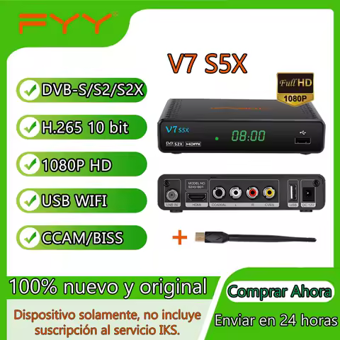 GTMEDIA V7 S5X Satellite Receiver TV FTA Decoder Support DVB-S/S2/S2X H.265 1080P HD WIFI USB Antenna CCAM BISS Media Player