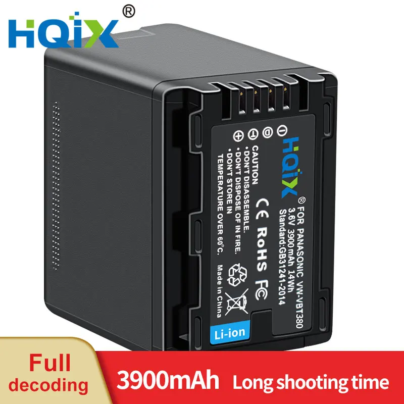 

HQIX for Panasoinc HC-VX870 VX980 WXF990 VX985 WX970 WXF1 WXF955 W850 W580 W585 V160 V180 Camera VW-VBT380 Charger Battery