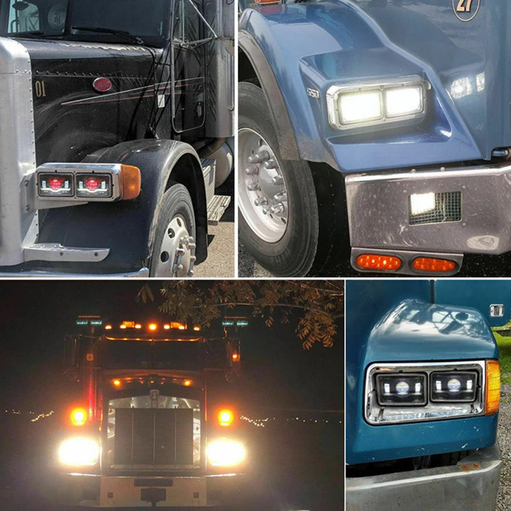 LED Headlight for Jeep Wrangler YJ Cherokee XJ Comanche MJ Chevy 4x6inch Rectangular Headlamp High Low Beam Turn Signa Lamp DRL