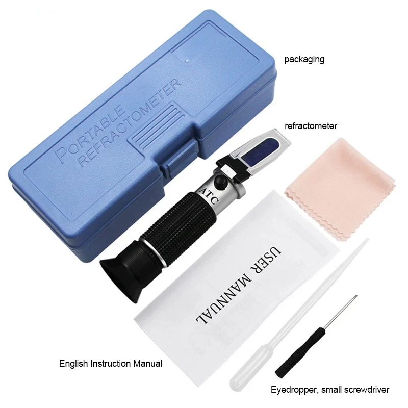 Brix Meter 0-32% 58-90% 0-80% Brix Refractometer Sugar & Alcohol Meter Measurement Tool Fruit Wine Honey Sugar Bees Water Test