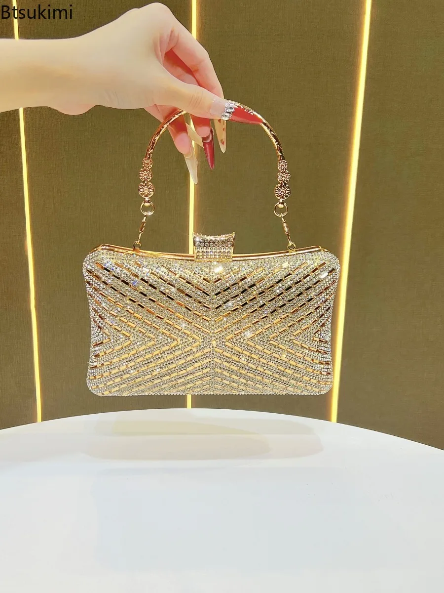 Wedding Bridal Clutch Handbag Ladies Stylish Evening Bags Elegant Chain Shoulder Bags Luxury Design Rhinestones Purses Handbags