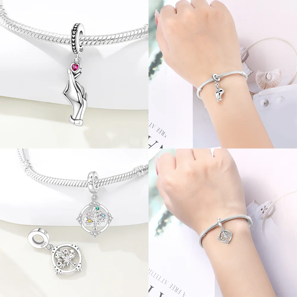 Charms Plata 925 Originales Mother-child Embracing Beads for Charms 925 Sterling Silver Bracelet Jewellery Making Women's Gift