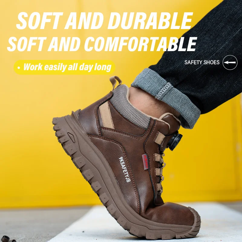 New Rotating Button Men Boots Anti-smash Anti Puncture Safety Shoes Men Work Boots Steel Toe Shoes Security Indestructible Shoes