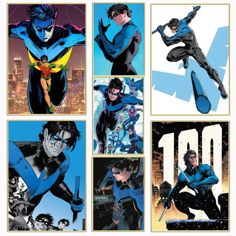 1PC Justice League Character Nightwing poster Self-adhesive Art Waterproof Paper Sticker Coffee House Bar Room Wall Decor
