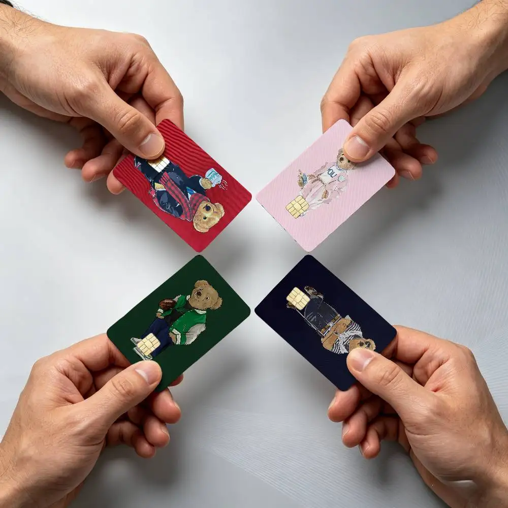 P-Polo B-Bear Fashion Brand 4Pcs!Fade-Resistant, Wear-Resistant, Scratch-Resistant  Bank Card Sticker (Debit Card)