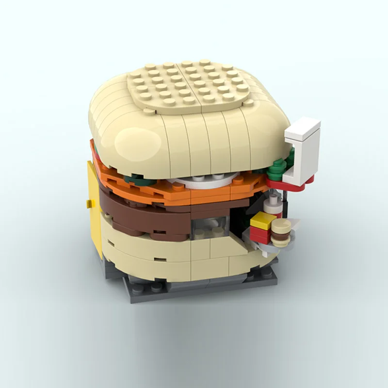 Modelo City Street View MOC, construcción de ladrillos, hamburguesa, soporte para restaurante, tecnología Modular, regalos de vacaciones para niños, juguetes para montar, traje