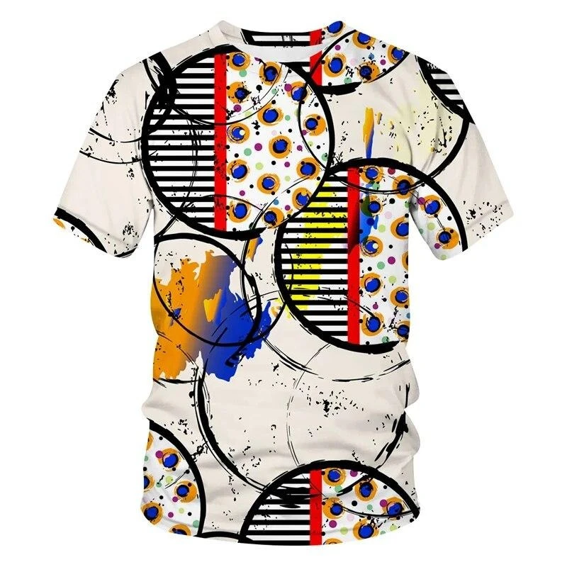 Street Art Graffiti T-shirt For Men 3d Printed Stripes Circle Pattern Tees Top Harajuku Leisure Fashion Trend Clothes T Shirts