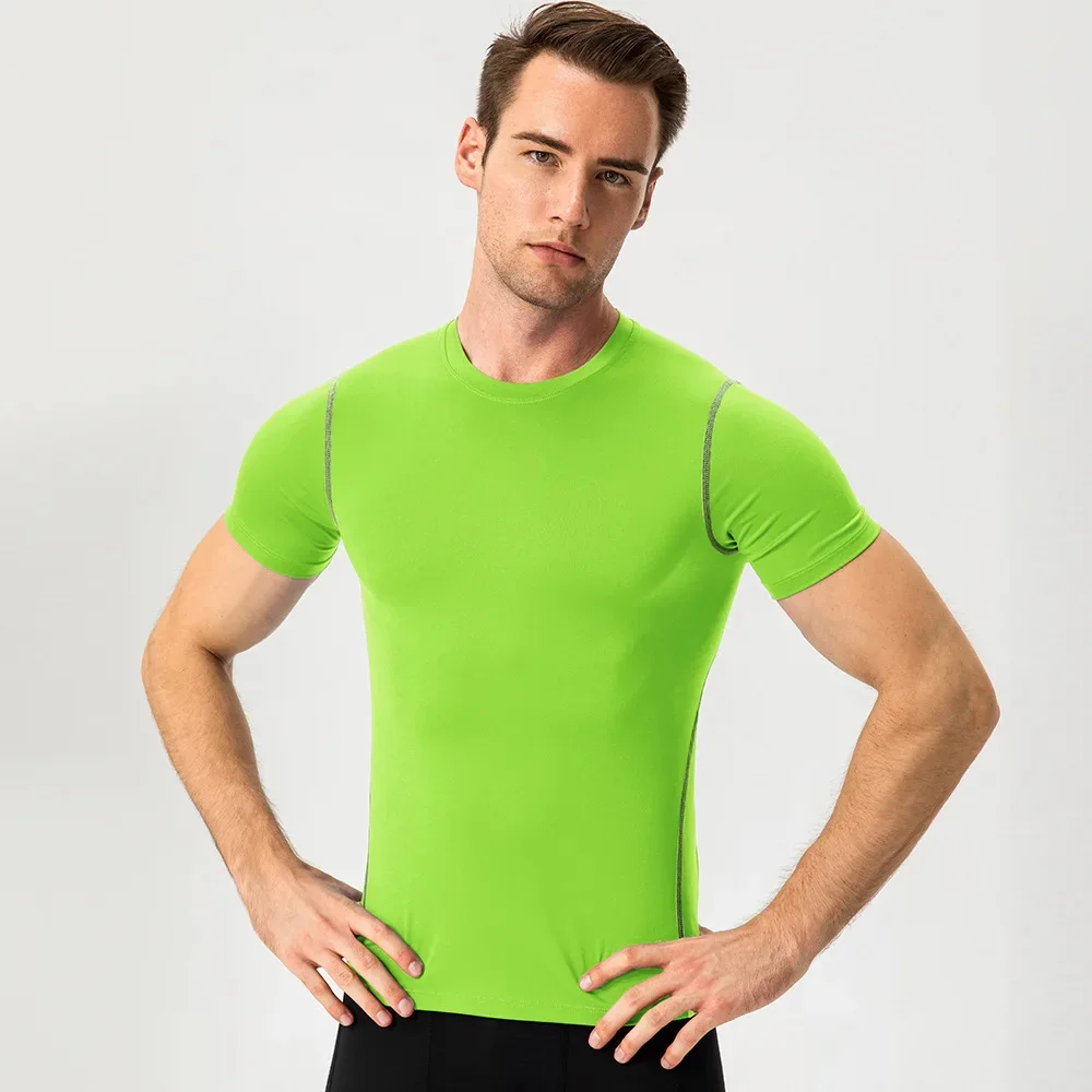 

Men Compression Gym t Shirt Quick Dry Training Fitness Short Sleeve Running Sport s Tops Gymwear Male Football Jersey