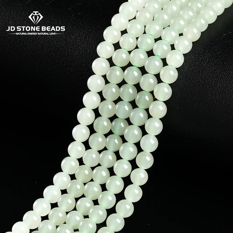 

6mm Natural Stone Light Green Hetian Jade Beads Genuine Round Loose Spacer Bead for Jewelry Making DIY Necklace Bracelet 15"