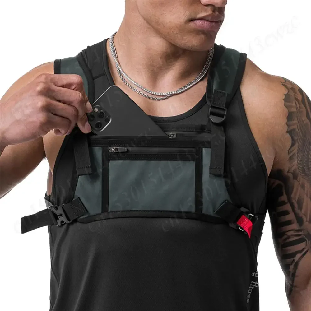 

Men Sports Chest Bag Waterproof Resistant Running Vest Bag with Phone Holder Tactical Vest Backpack Running Backpack for Workout
